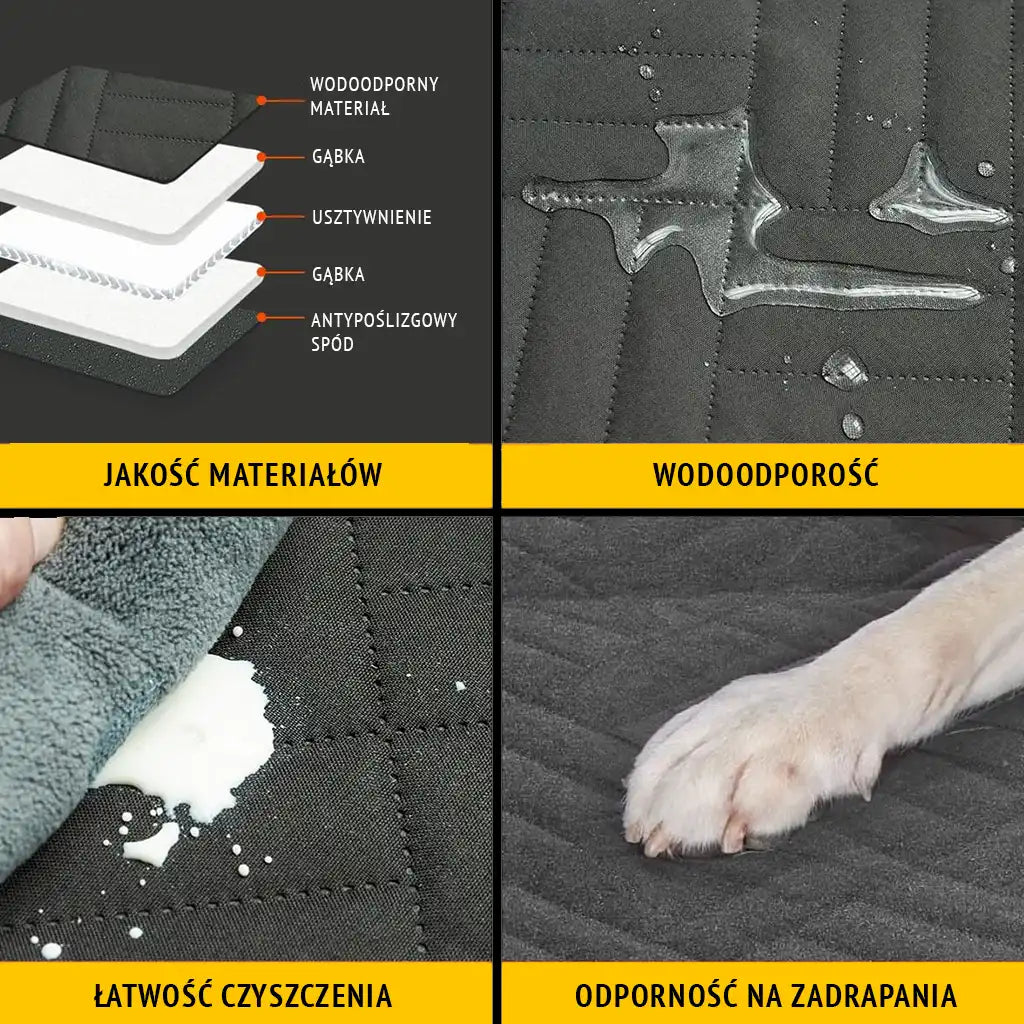 Mata samochodowa z usztywnionym spodem - składana - na całą, 2/3, 1/3 kanapy