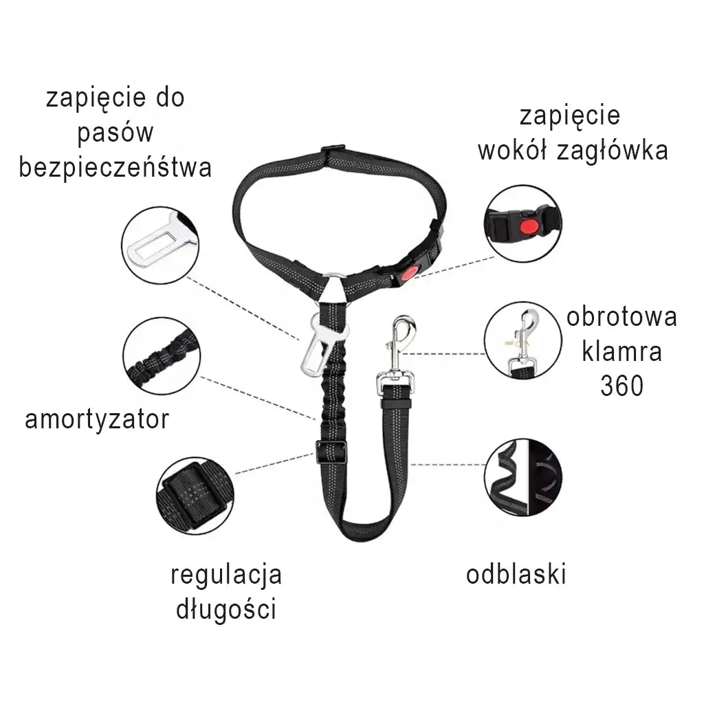 Pas bezpieczeństwa dla psa - 2w1